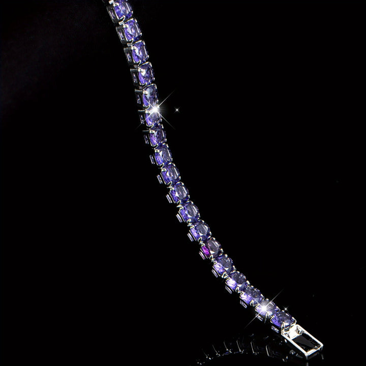Elegant Boho Purple Zirconia Crystal Tennis Bracelet