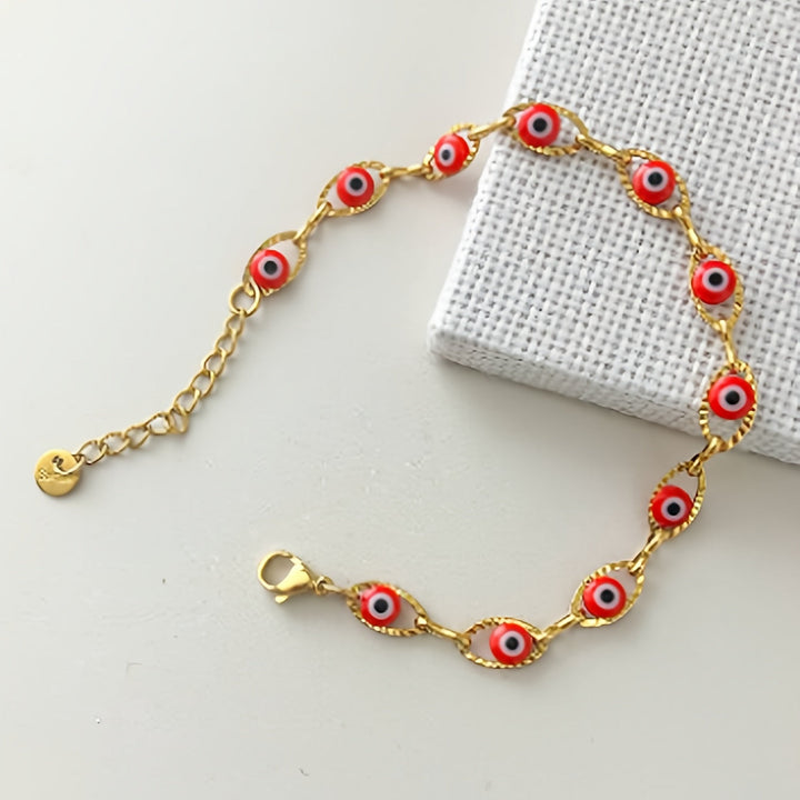 Minimalist Evil Eye Gold Plated Tennis Bracelet