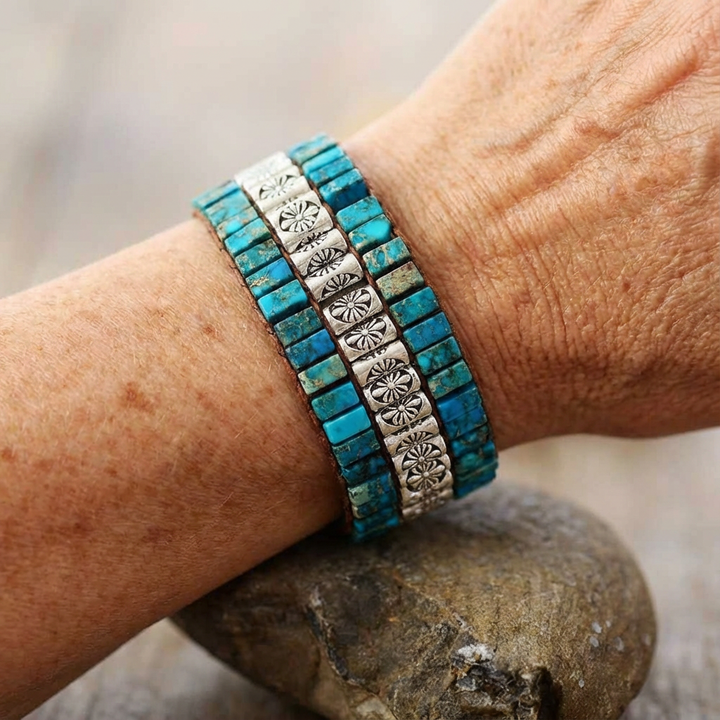 Lotus Boho Wrap Jasper Stone Bracelet