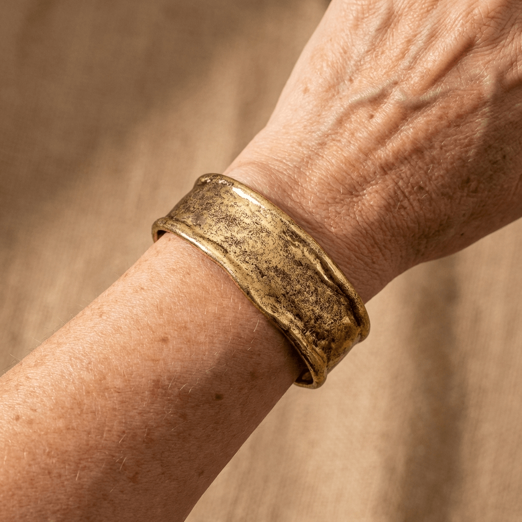 Vintage Minimalist Gold Plated Wide Cuff Bracelet