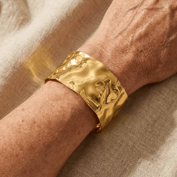 Elegant Polished Sculptural Wide Cuff Bracelet