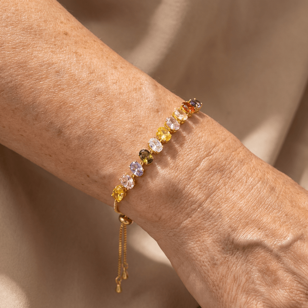 Minimalist Colorful Zirconia Gemstone Adjustable Tennis Bracelet