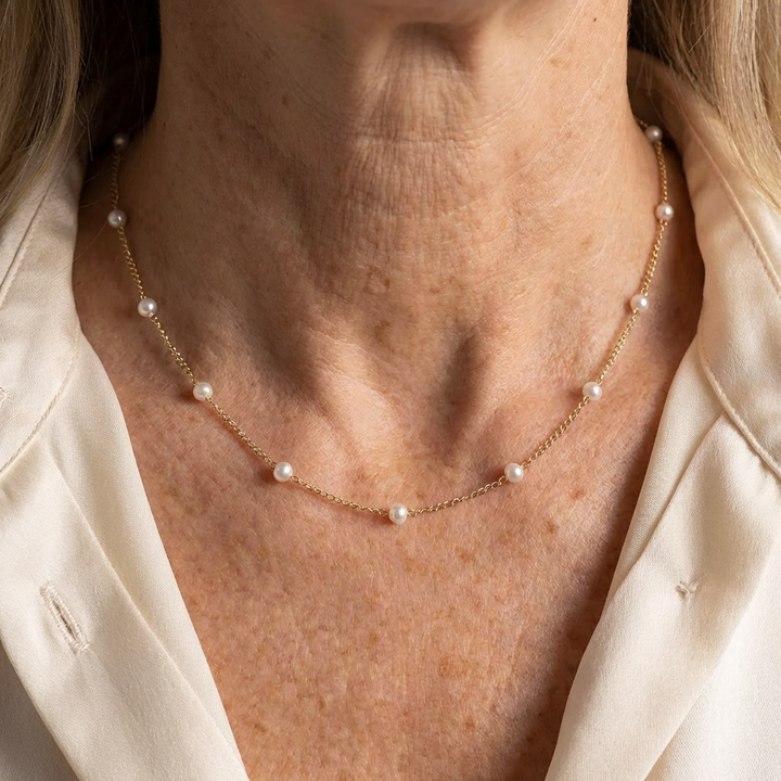 Elegant Small Pearl Gold Plated Necklace